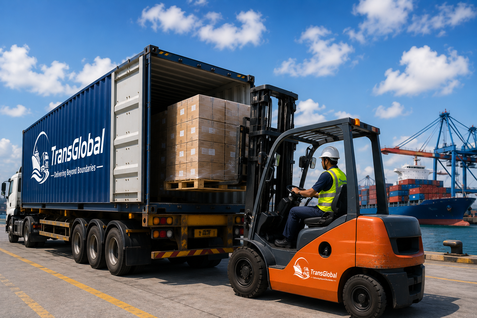 Container handling at a logistics yard