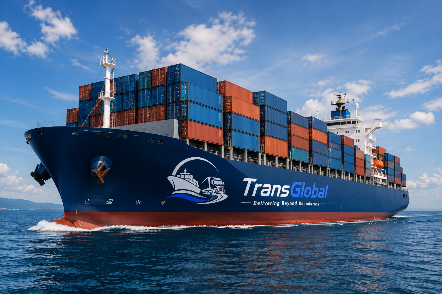 Container vessel carrying TransGlobal cargo